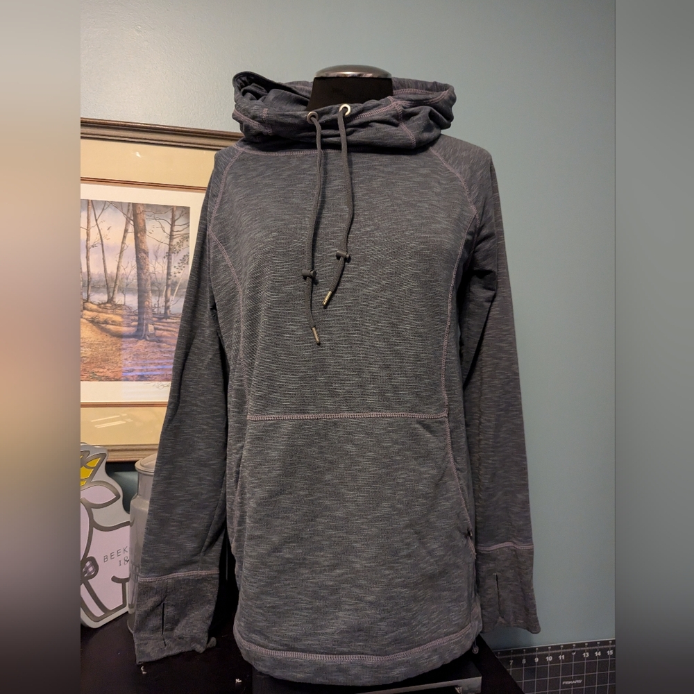 Athleta Funnel Neck Cowl Neck Hooded Sweatshirt Womens Medium